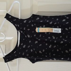 THEREABOUTS GIRLS BLACK FLORAL SUMMER TANK TOP SIZE XS 6/6X